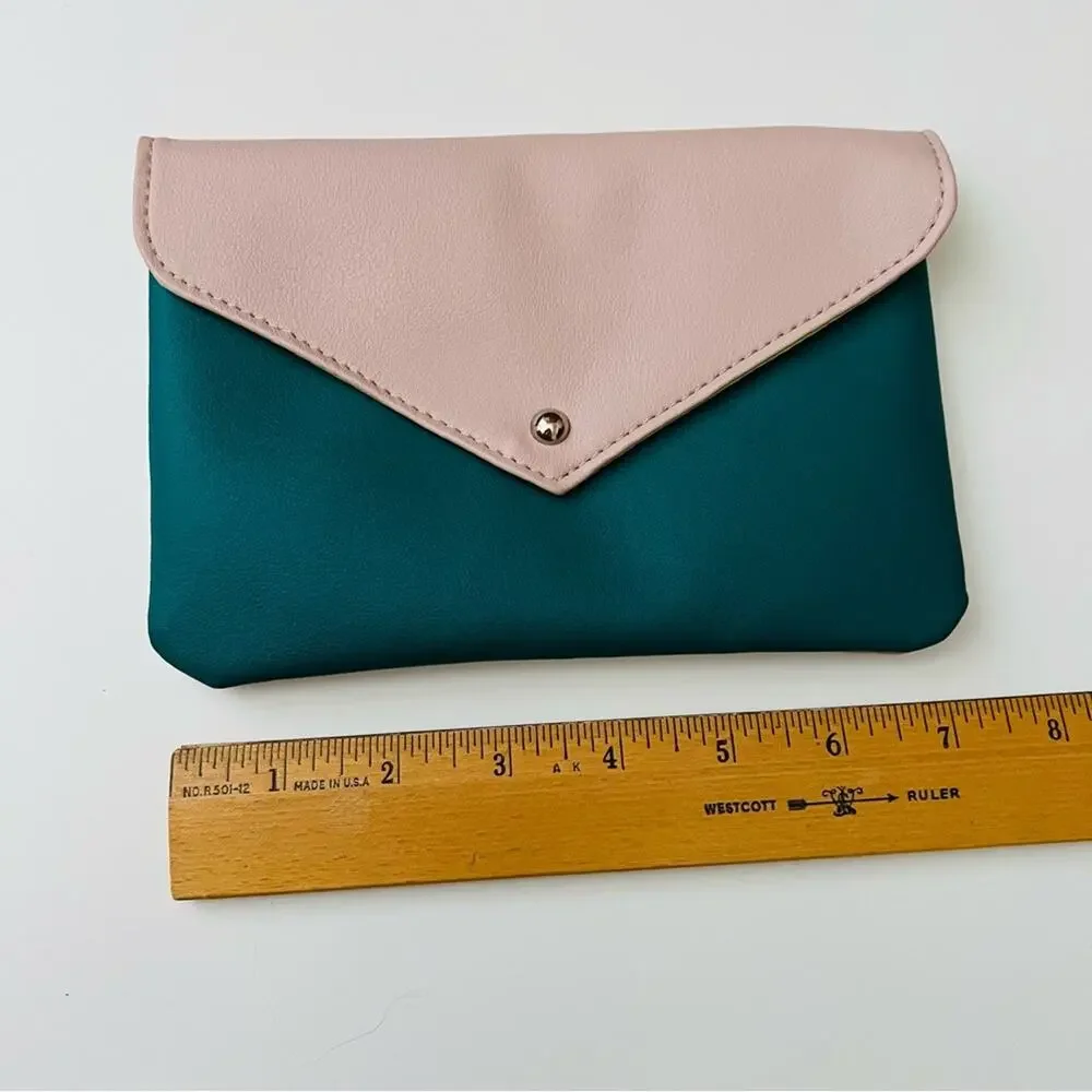 Ipsy Unstoppable Envelope Pouch teal green blush pink